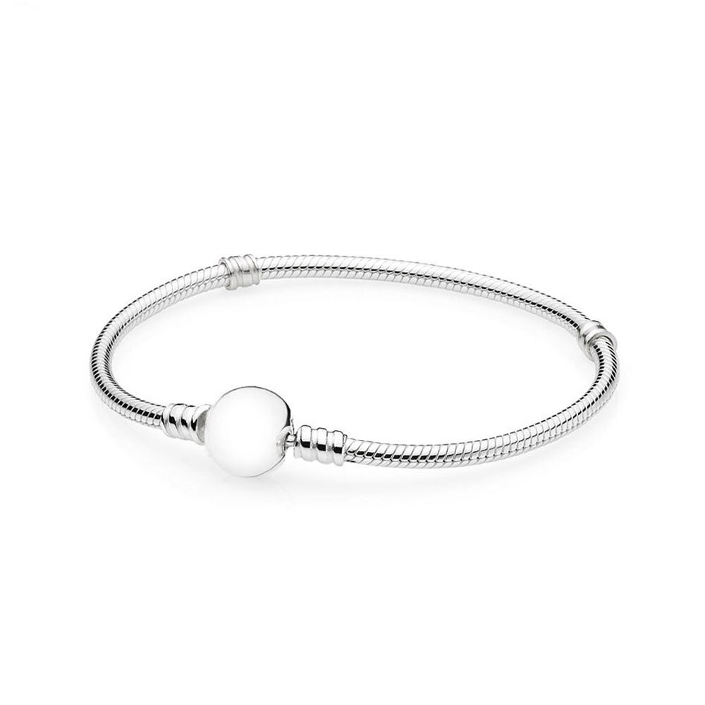 925 Sterling Silver Original Moments Signature Clasp Pan Bracelet Fit Women Bead Charm Bangle Gift DIY Jewelry